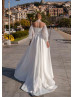 Beaded Ivory Satin Organza Stunning Wedding Dress